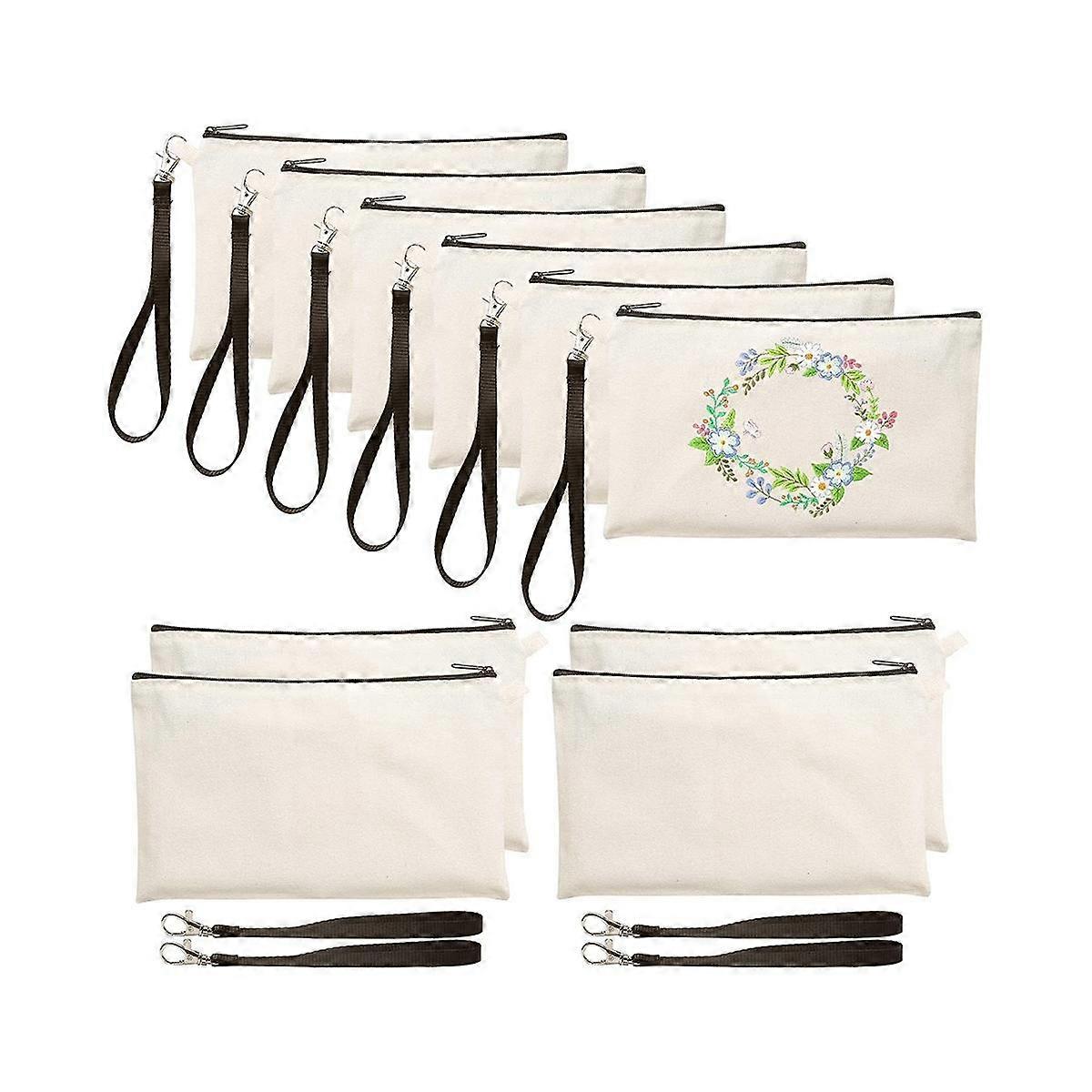 10 قطع التسامي فارغة القلم حالة فارغة DIY أكياس الحرفية قماش قلم رصاص حقيبة ماكياج مستحضرات التجميل