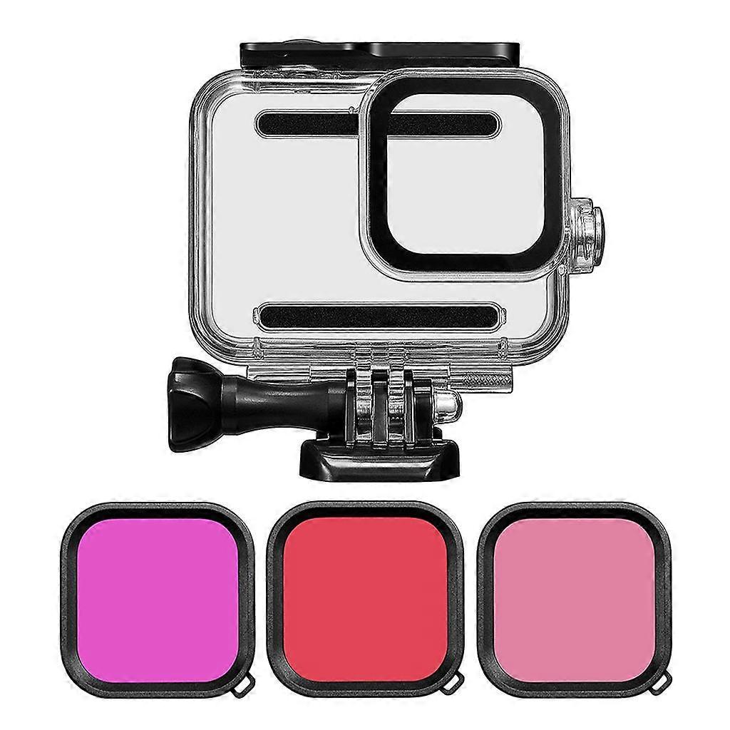 Waterproof Housing Shell For  Hero 8 Case + Filters + Anti-Fog Inserts