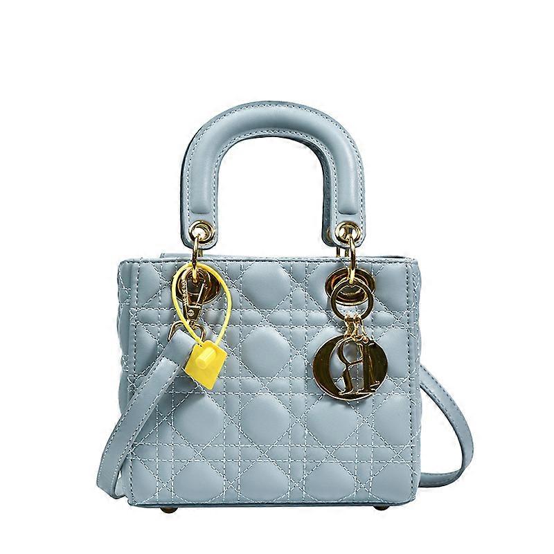 ヴィンテージレディースキルティングレディトートバッグブルー