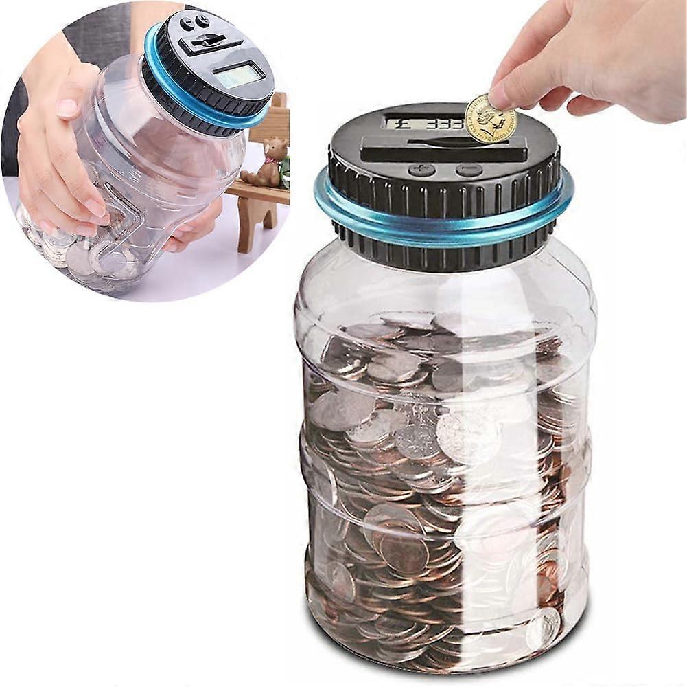 UK Coins Automatic Counting , Capacity Transparent Money Saving Jar with LCD Display for Kids and Adult (big size)