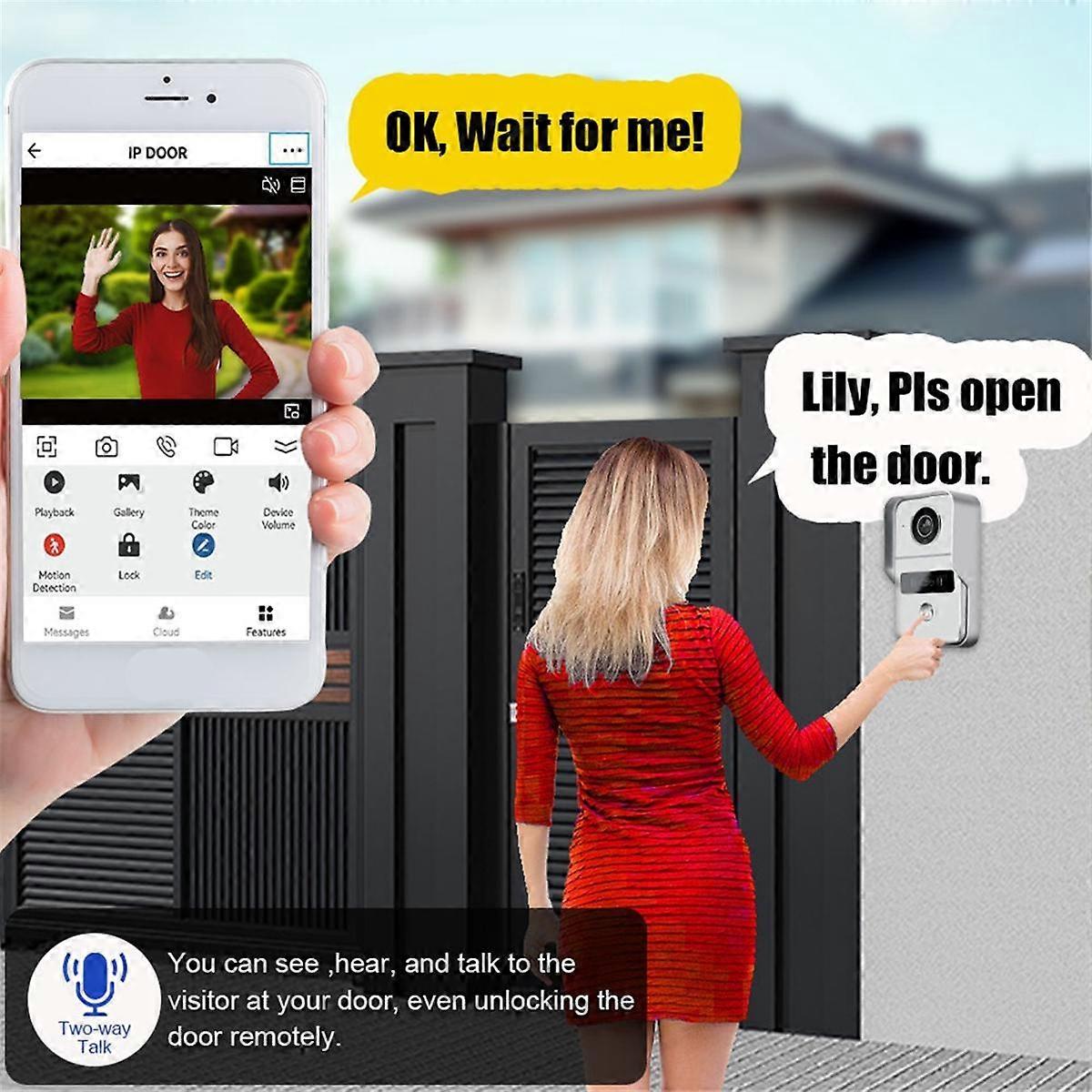 2MP Tuya Doorbell Wifi Video Intercom 1080P Camera Motion Sensor Alarm Security Smart Home/ Office Remote Unlock