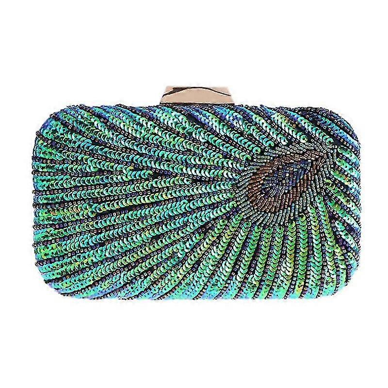 بلينغ مساء أكياس الطاووس Sequines حفل زفاف محافظ عشاء محافظ صغيرة مع سلسلة مأدبة محفظة