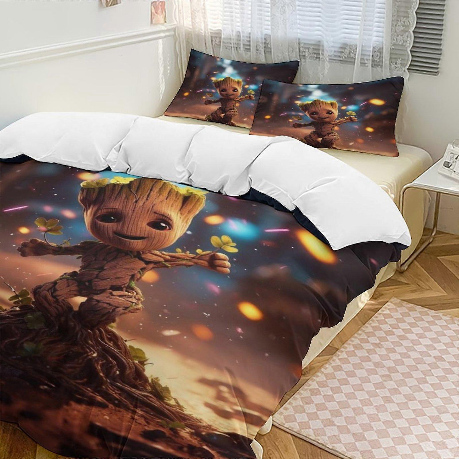 Bedding set Gs66 I Am Groot Down Duvet Cover Microfiber Bedding Set Lightweight 3-piece SetLightweight and comfortable SH66