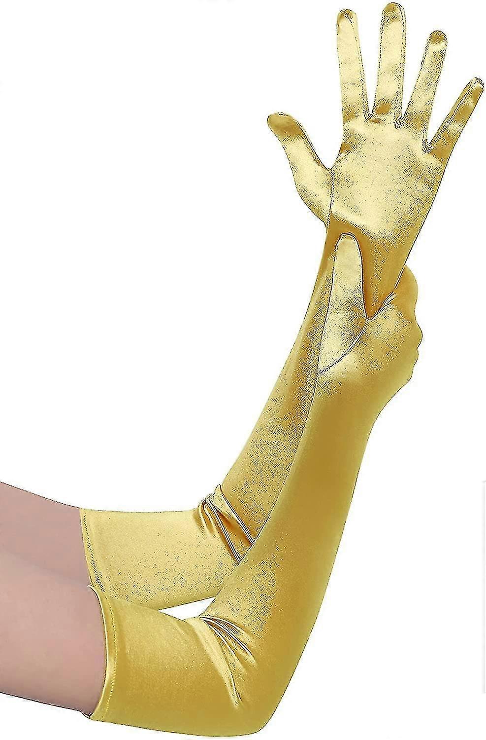 Lång Opera Party 20-tal Satin Handskar Stretchig Vuxen storlek Armbåge Längd-mxbc