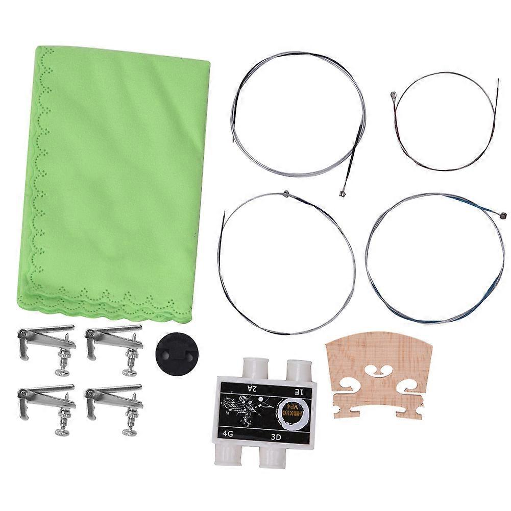 Violin Accessory Kit Cloth String Mute Bridge String Adjuster Kit for Violin Replacement Part