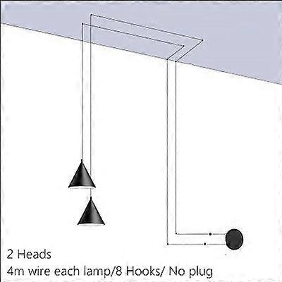 الحديثة السوداء المعدنية طويلة سلك مخروط الشكل قلادة مصباح جزيرة المطبخ LED خمر شنقا مصباح السرير تعليق الإضاءة