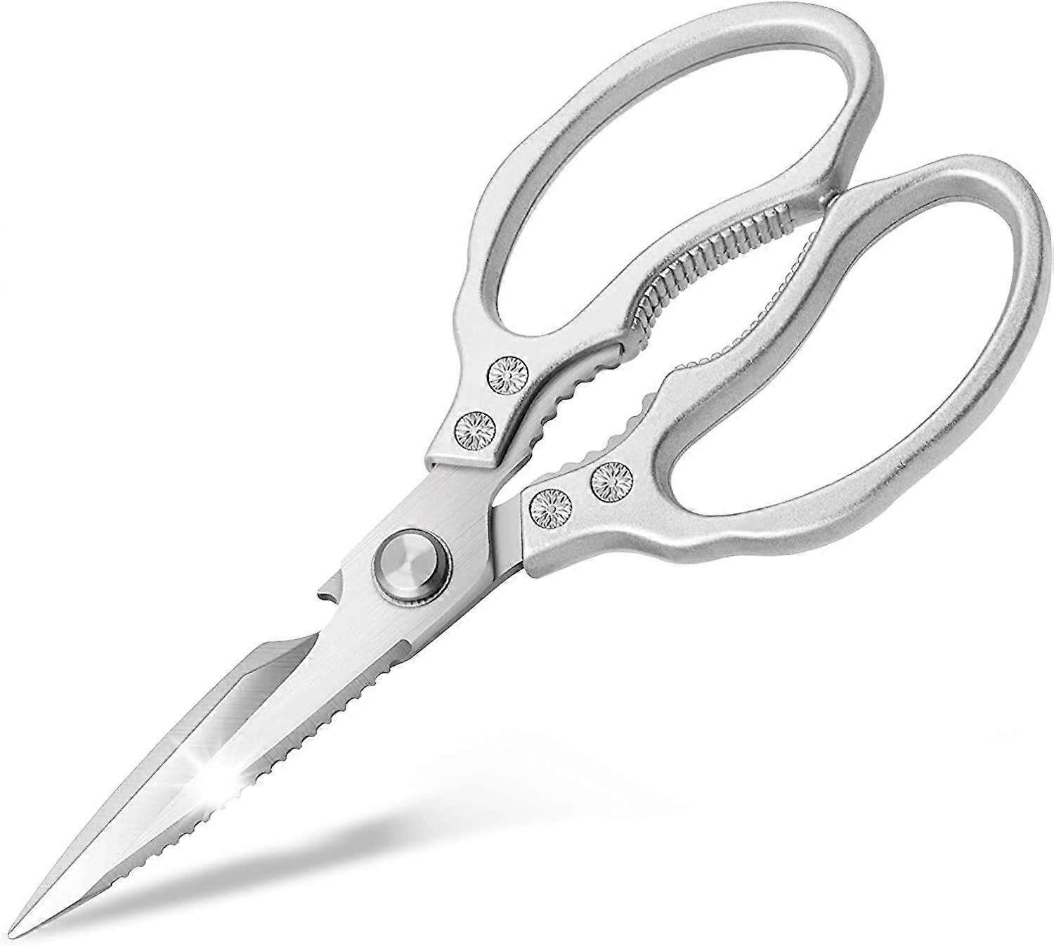 Kitchen Scissors, Heavy Duty Kitchen Scissors, Sharp, Stainless Steel Multi-Function Scissors for Chicken, Poultry, Fish, Meat, Vegetable, Herbs, Silv