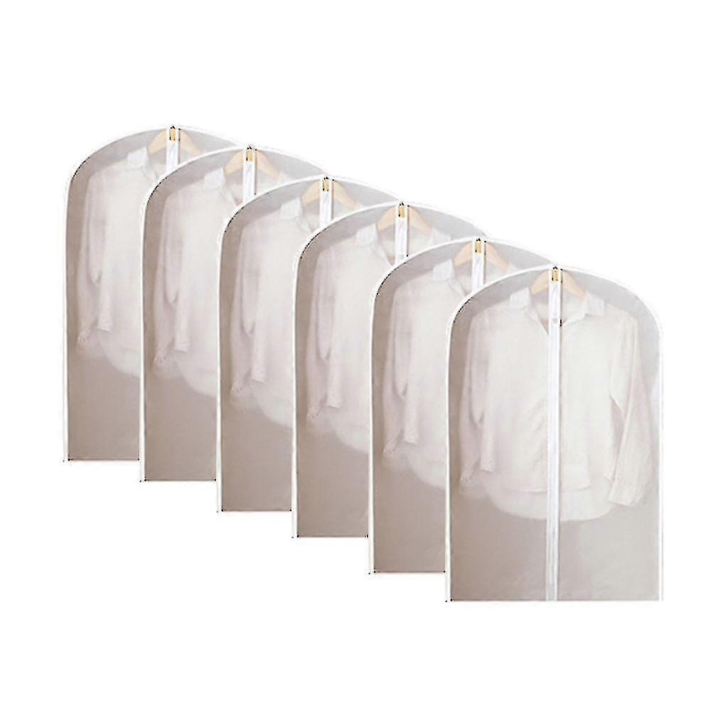 6 Pcs Full Zipper Translucent Clothes Cover Protector Dustproof Hanging Clothing