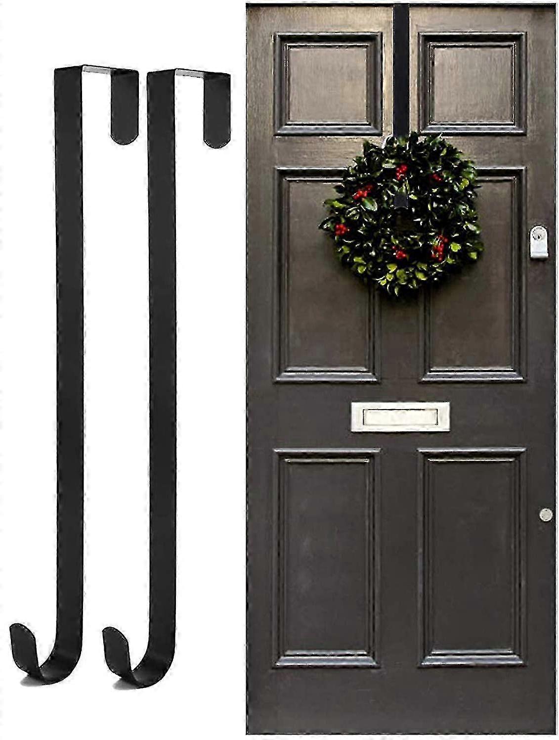 クリスマスドアのためのリースハンガードアフック、2pcsメタルリースホルダー、フロントドア用リースフック、ドアフックホルダーの上のクリスマスリースフック、Wrの