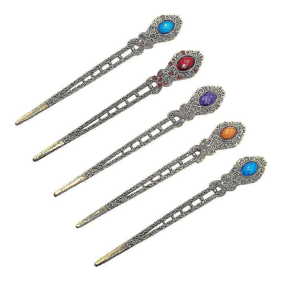 Lot de 5 épingles à cheveux anciennes, style rétro, pompon, strass