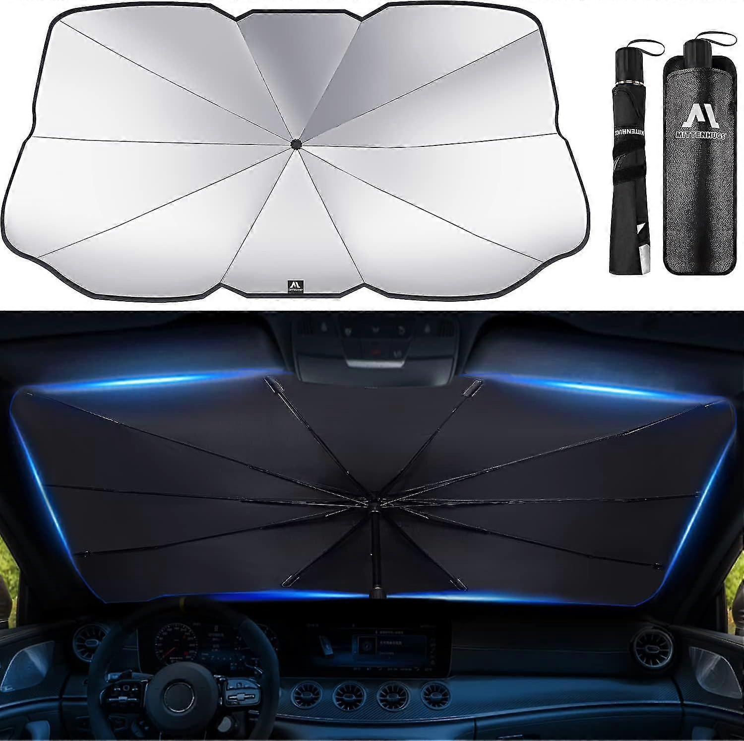 Windshield Sun Shade Umbrella, Car Windshield Sun Shade Foldable Cover Visor Uv Ray Reflector For Suv Keeps Vehicle Cool