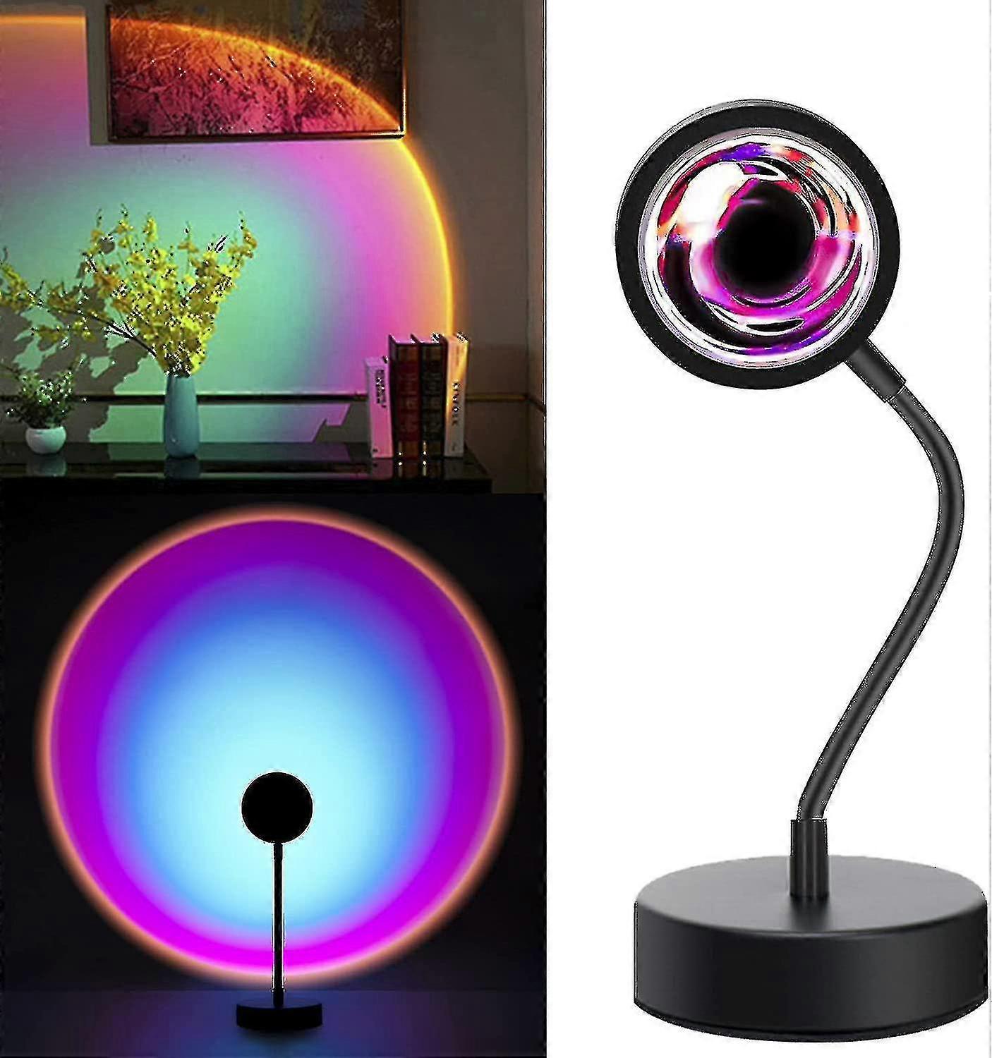Solnedgangslampe Tiktok-lampe, 360-graders avslappende solnedgangsprojeksjonslampe, dimbar LED-nattlys Solnedgangslampe-projektor for barnesoverom/kontorrom