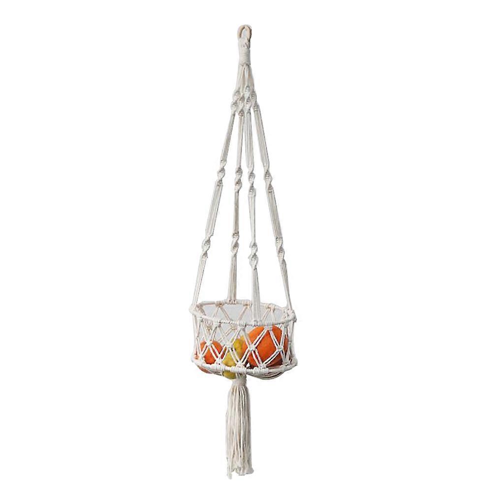 Handmade Woven Macrame Hanging Fruit Basket with Tassel for Cat Pet Sleeping Playing Hammock Swing Net Plant Holder Hang