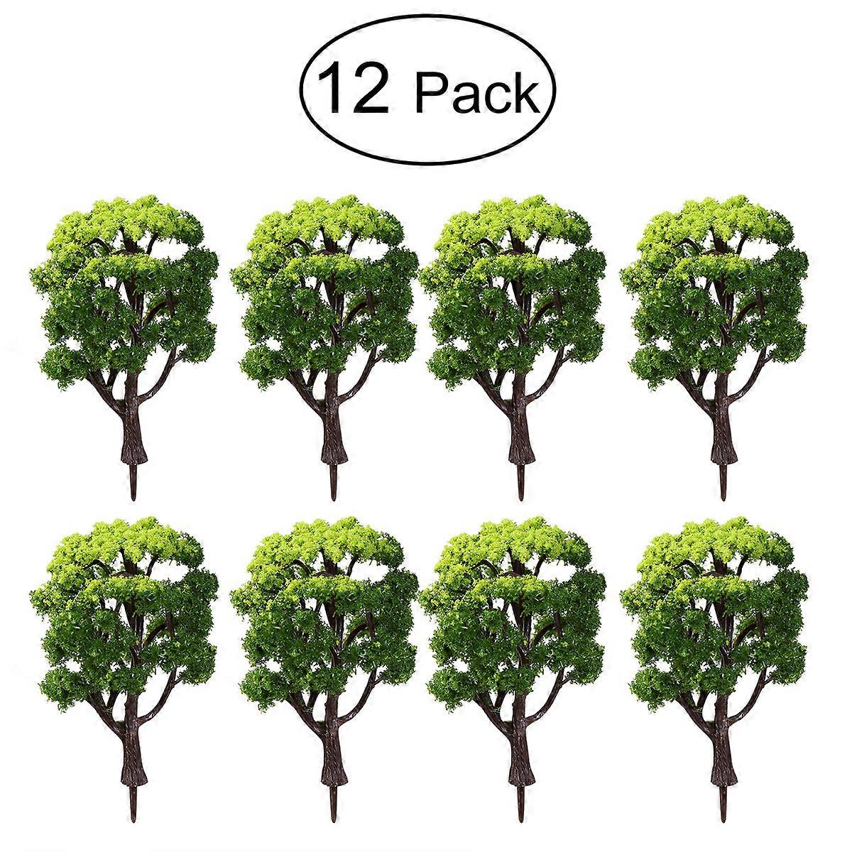 WINOMO 12pcs 1:50 Train Scenery Landscape Model Trees (Green)