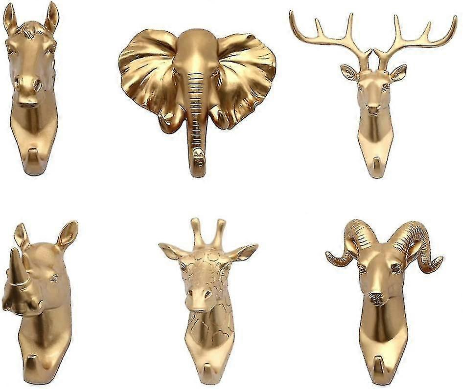 6pcs Clothes Hook Animal Wall Hook Towel Hook Towel Hook Universal Hook Gold