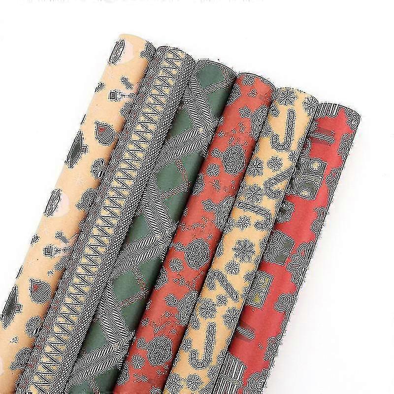 6 rullar julomslagspapper, kraftpapper