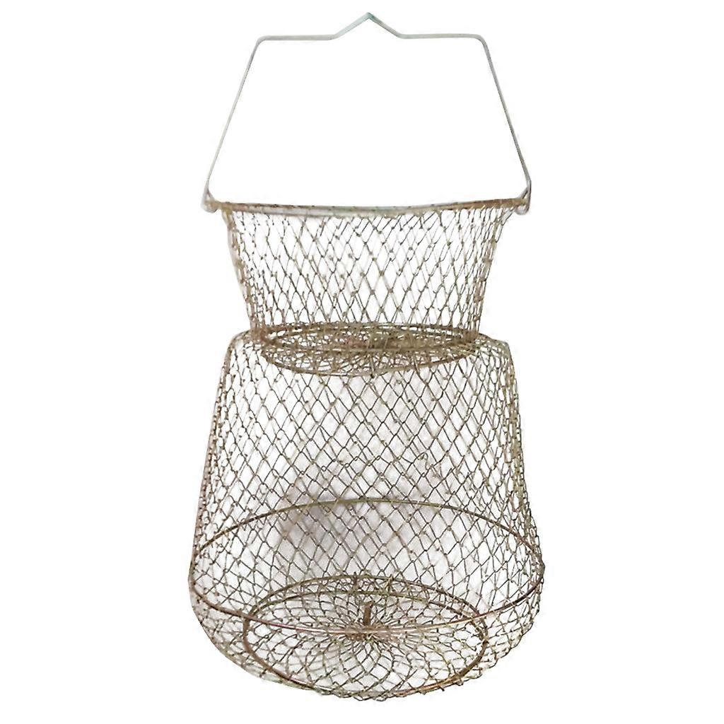 Portable Steel Wire Fish Baskets Collapsible Fshing Net Cage Fish Baskets