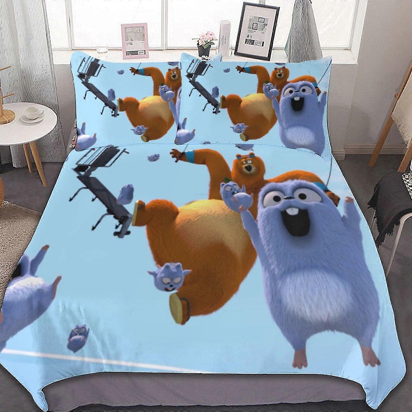 b1346 Lençóis Grizzy & O Conjunto de Cama de 3 Peças The Lemmings 1 Capa de Colcha e 2 Fronhas Lençóis gb1346