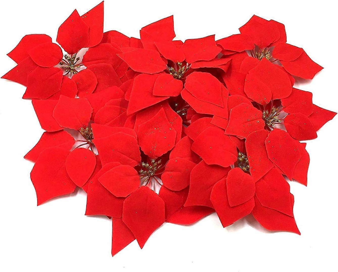20 Pack Artificial Christmas Tree Flowers - 8" Red