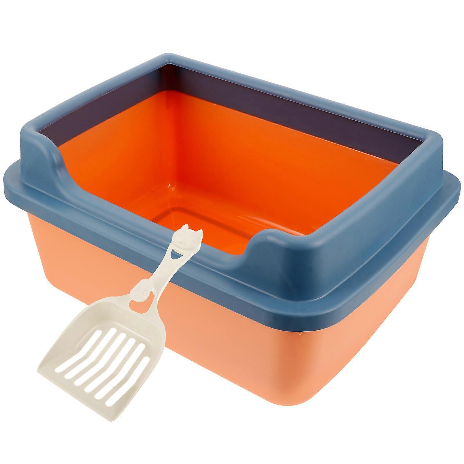1 Set Cats Litter Box Large Litter Pan Cat Litter Container Top Open Kitten Litter Pan