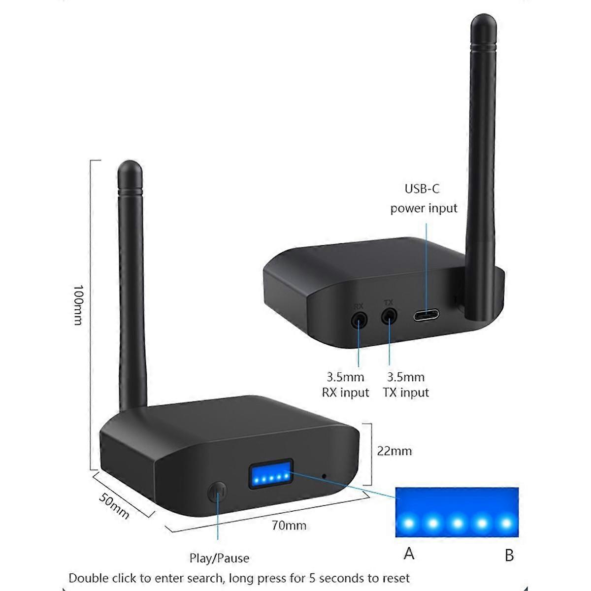 Adaptér Bluetooth 5.3 Prijímací vysielač 2 v 1 Qualcomm pre dekódovanie zvuku Adaptér Bluetooth B55