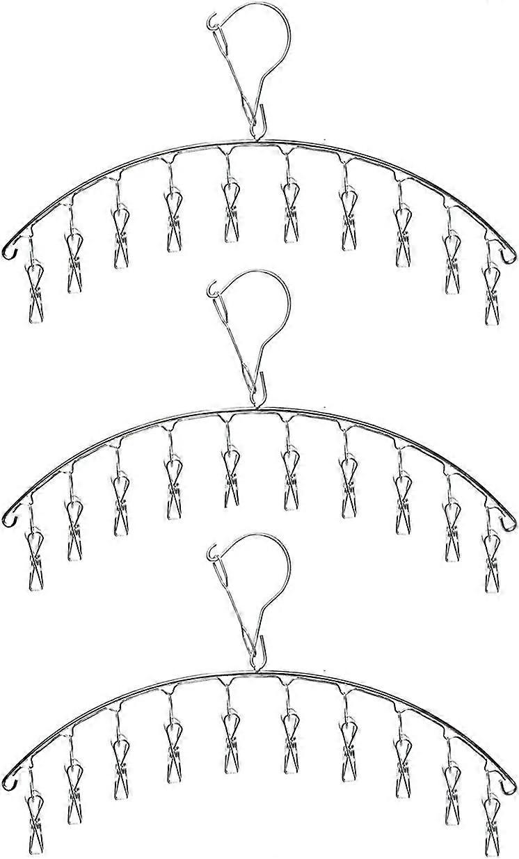 3 Pack Stainless Steel Laundry Drying Rack with 10 Clips