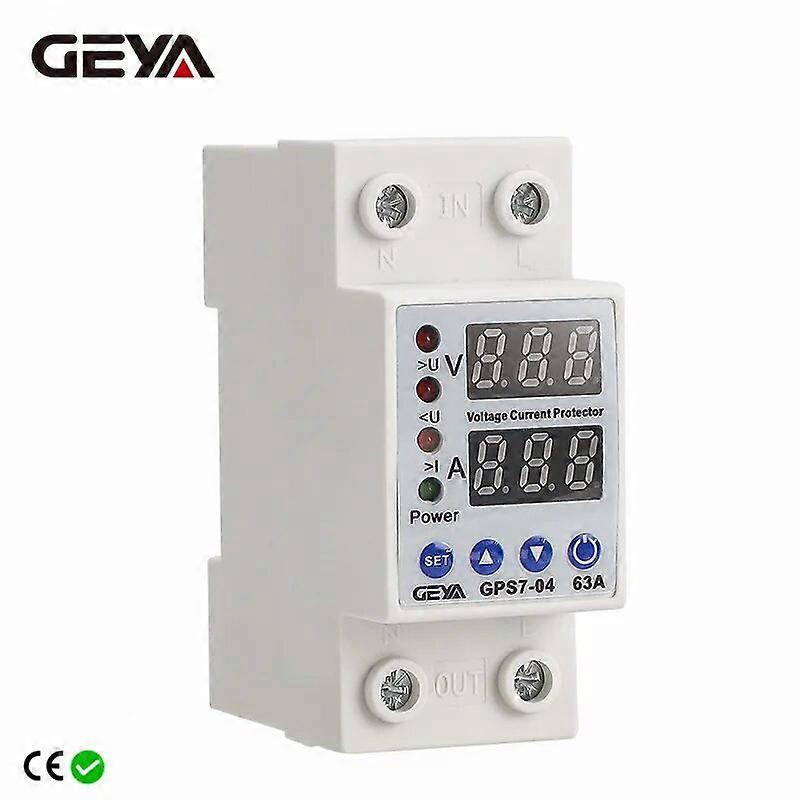 GEYA GPS7-04 Din Rail Intelligent Over Voltage Current and Under Voltage Protective Device Protector Relay 40A 63A 220V 230V