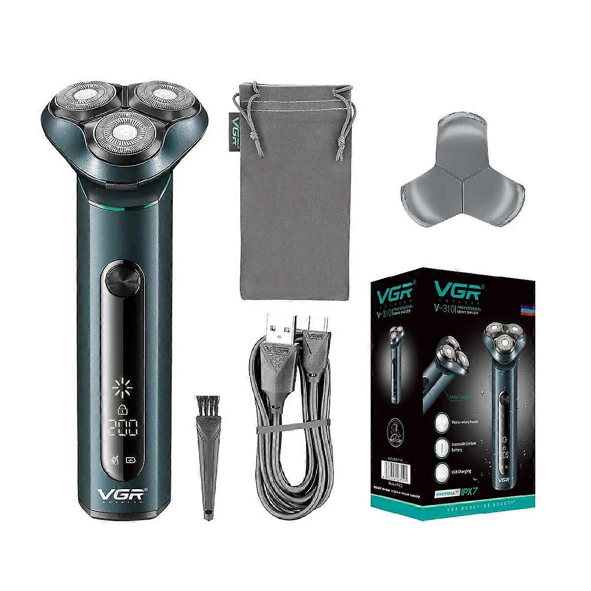 VGR Shaver Waterproof Razor Professional Beard Trimmer Electric Shaving Machine Rotary 3D Floating Razors for Shaving Men V-310