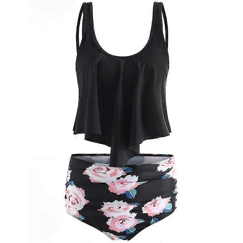 Maillots de bain à volants pour femmes, ensembles deux pièces, imprimés, vêtements de plage, bikini taille haute, bas, tankini push-up, maillots de bain pour femmes