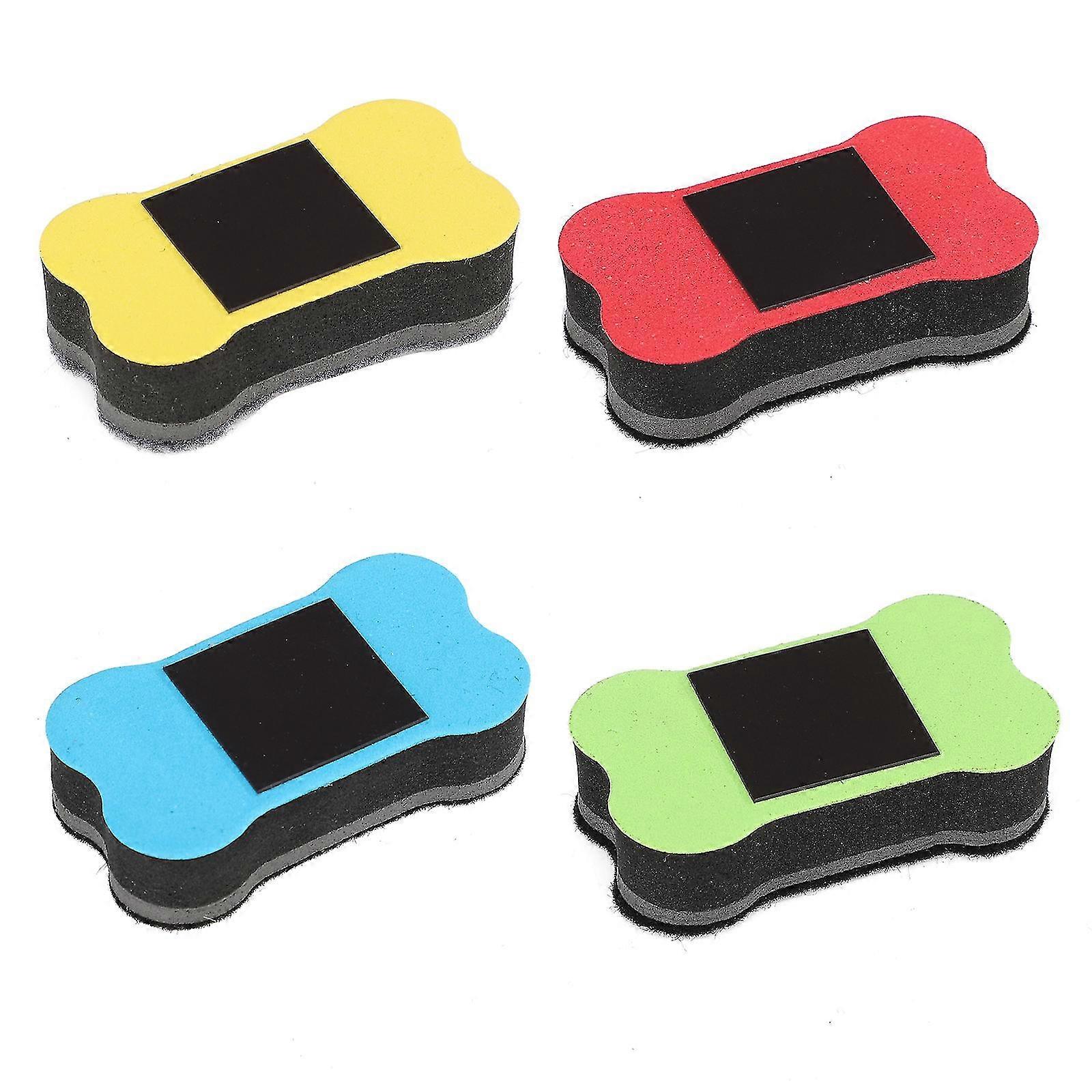 4pc Eva Magnetic Bone-shaped Whiteboard Erasers With Felt Bottom For Blackboard Erasing