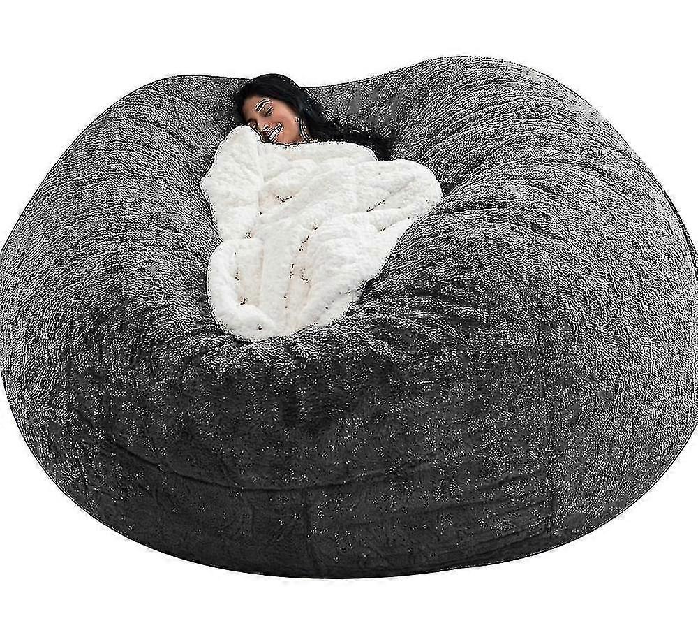 Lazy Sofa Bean Bag Pelliccia artificiale Bean Bag Bean Sofa-135 cm * 65 cm-grigio scuro