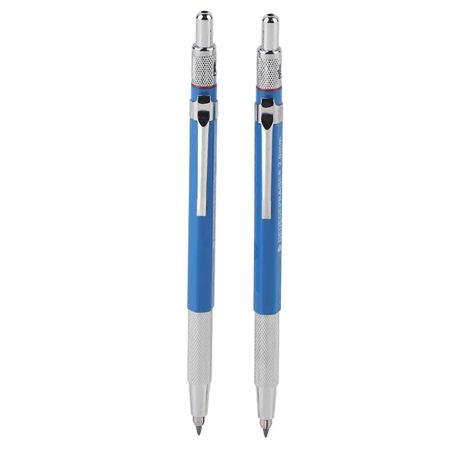 2Pcs High Quality Metal Mechanical Click Pencil 2.0MM for Drawing Design Proofing Writing