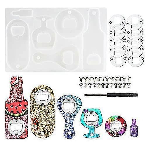 Resin Opener Accessory With 10 Pcs Steel Insert Part Bottle Mold Beer Silicone Casting Diy Epoxy Corkscrew Kit Set