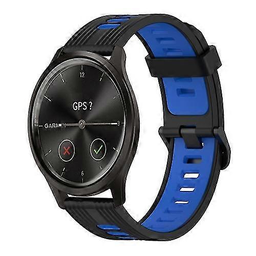 For Garmin Move Style 20mm Vertical Pattern Two-color Silicone Watch Band BKBI