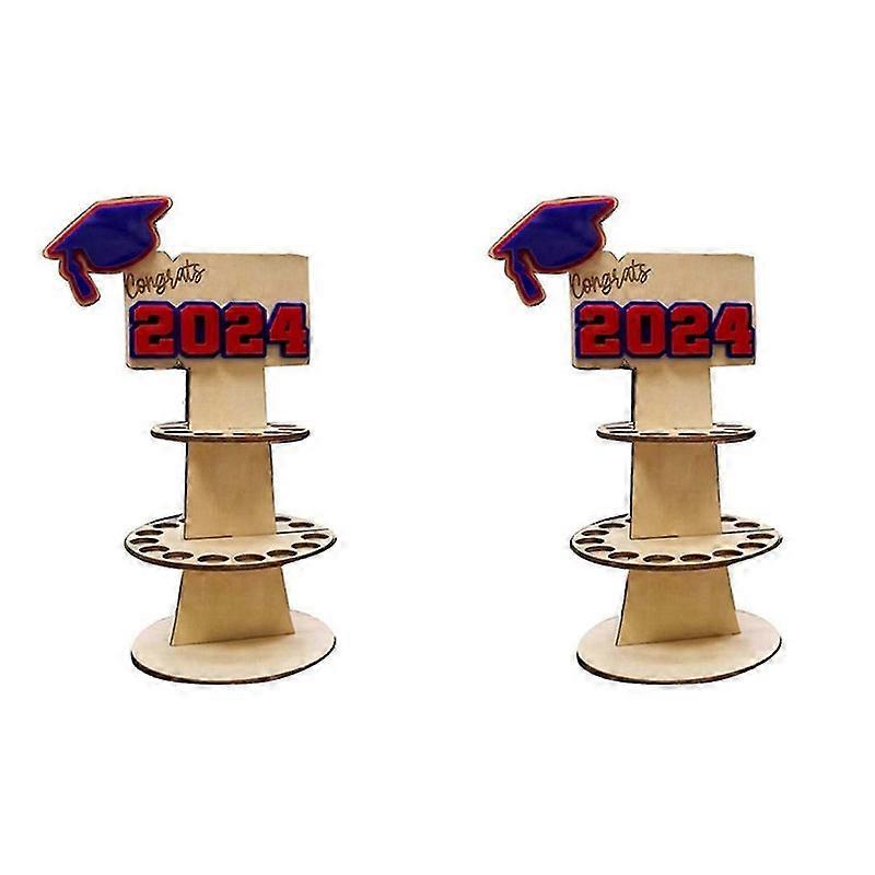 2 قطعة 2024 موسم التخرج هدية مربع التخرج محفظة التخرج حامل النقود ، قبعة زرقاء حروف حمراء