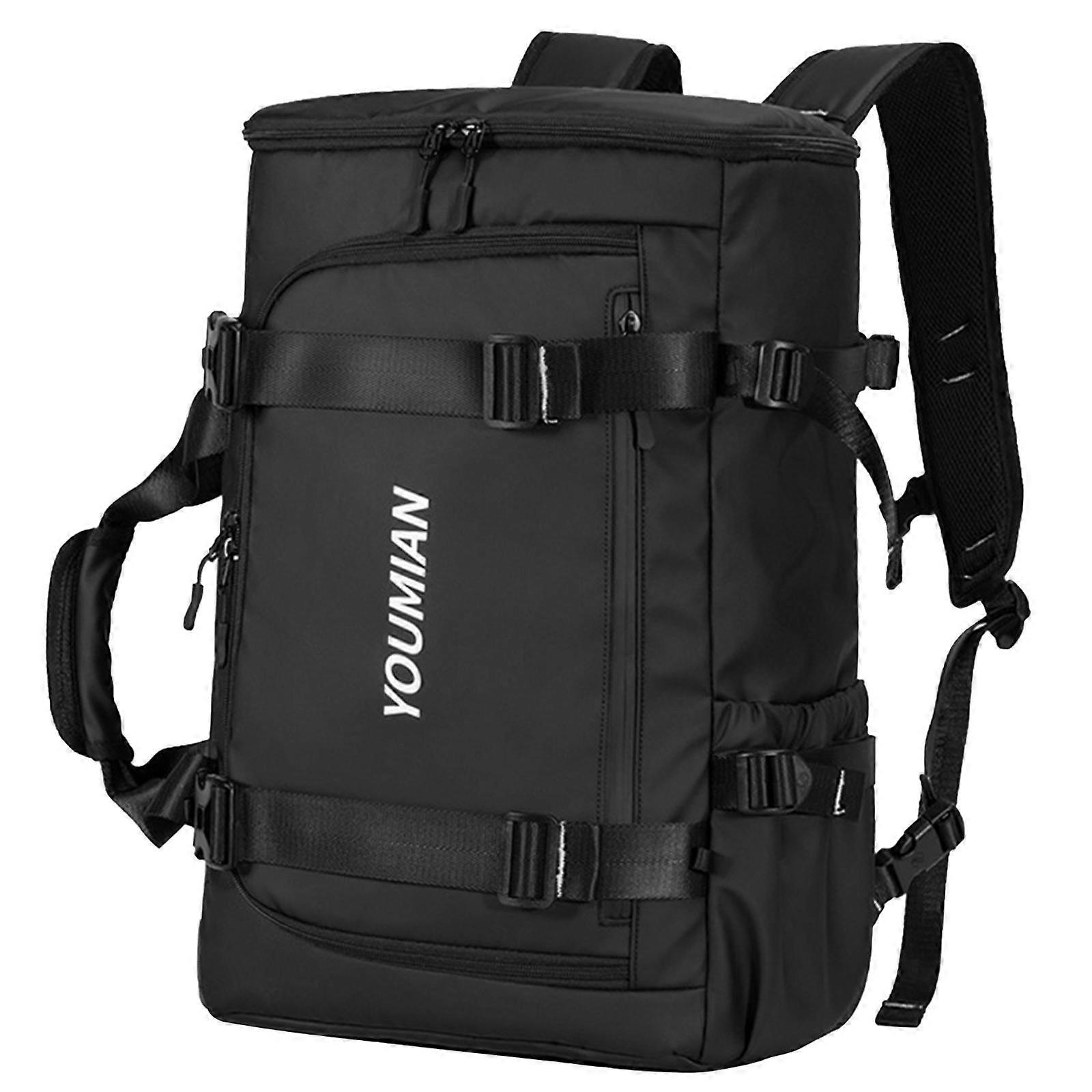 スキーバックパックスキー用ポータブルスタイリッシュなスキーブーツバッグサイクリング登山ブラック