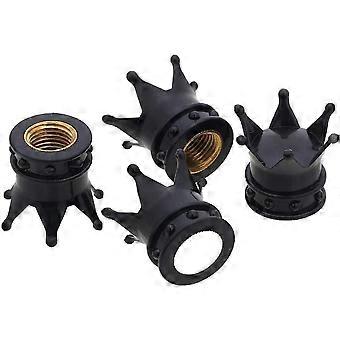 4 peças Handmade válvula tampas strass cristal coroa com junta tampas de válvula de pneu para bicicleta motocicleta carro reboque scooter válvula de ar tampas (preto)