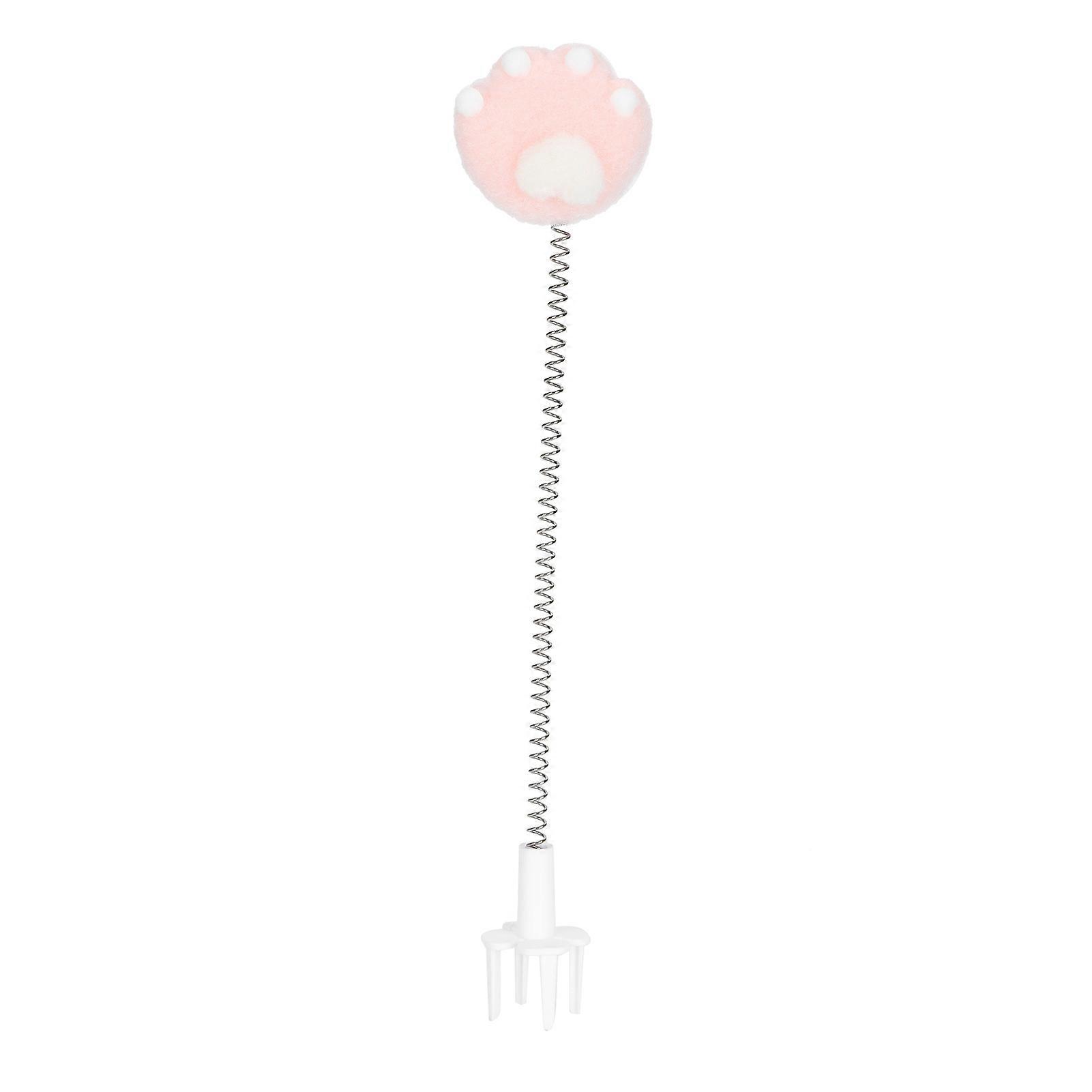 Cat Elastic Spring Toy Metal Wire Spring Funny Cat Stick Pet Interactive Teaser ToyCat Paw Pink
