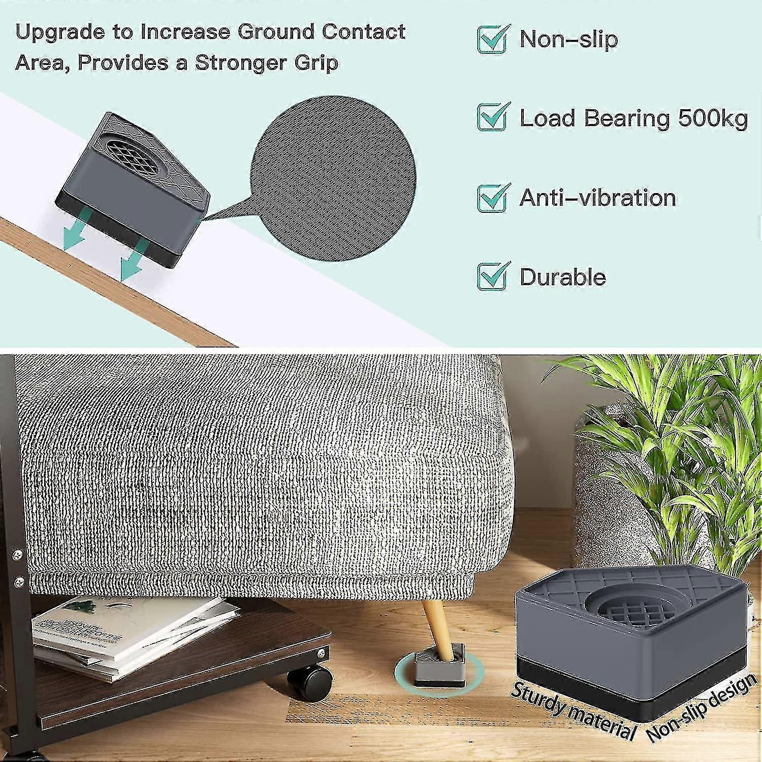 Anti Vibration Pads For Washing Machine, 4 Pcs Washer & Dryer Shock And Noise Cancelling Feet Pads