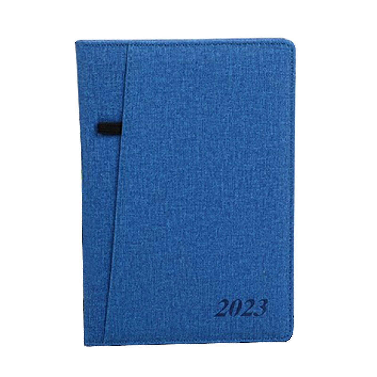 English Notebook with Wider Bookmark Strip Double Sided Glossy Writing Portable Spanish Schedule Book for Work Blue
