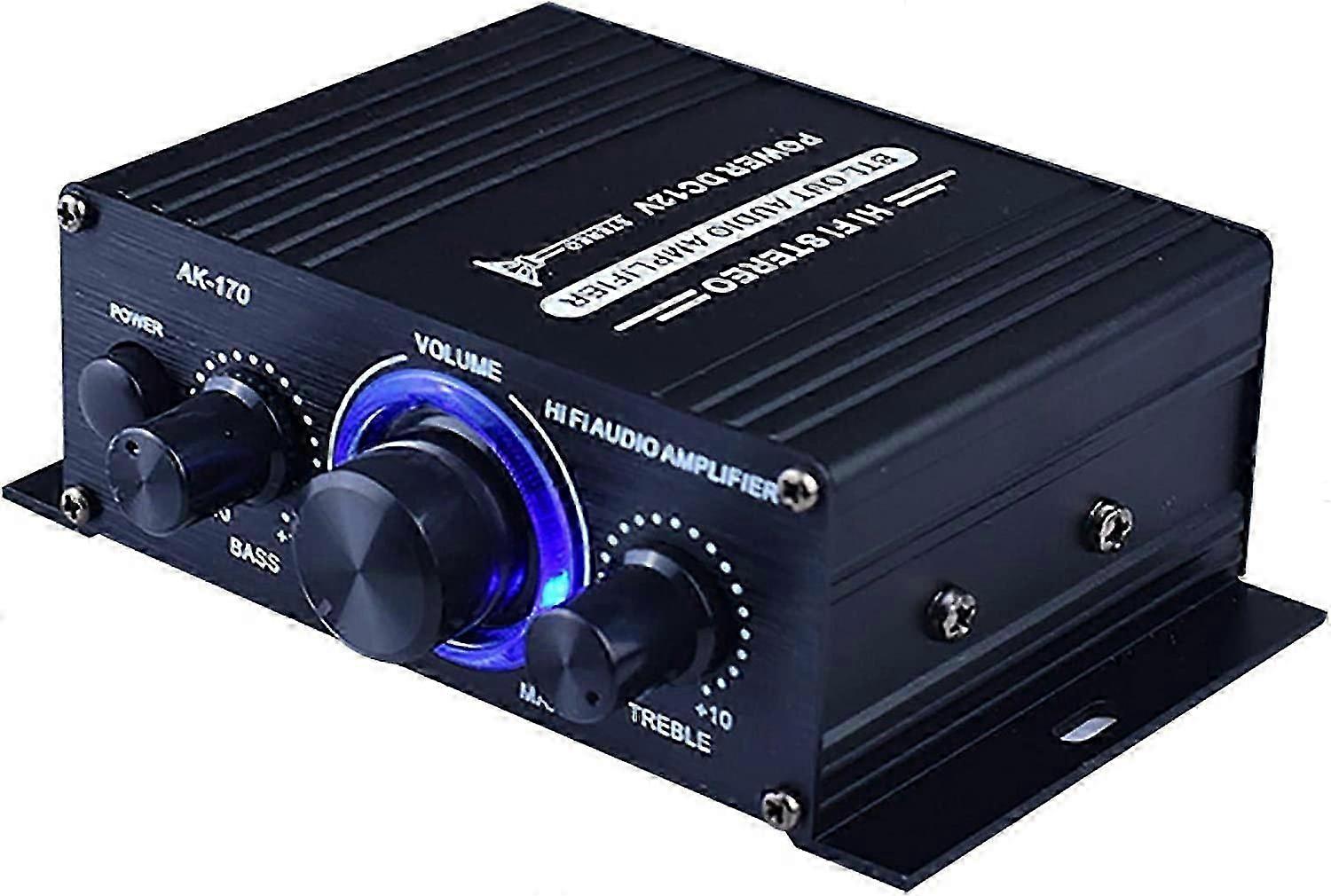 DC 12V Mini HiFi Audio Power Amplifier Dual Channel Receiver Black