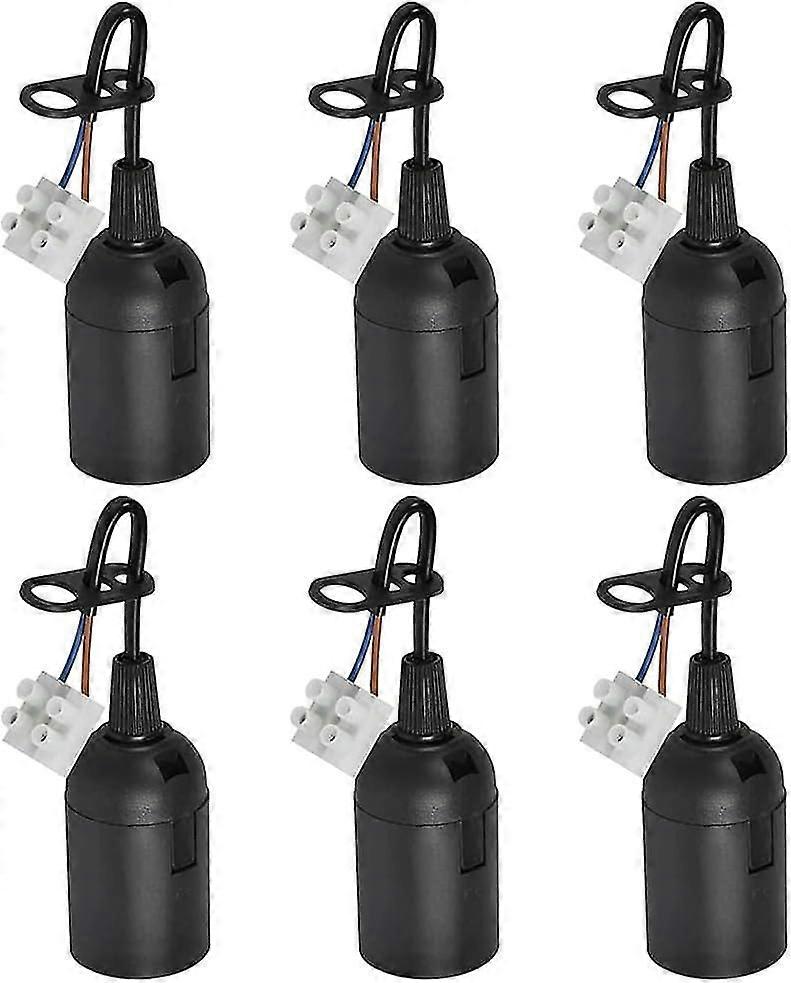 E27 Replacement socket 2A 250V Lamp socket with cable (max. 60W) Black renovation socket Site socket - 6 pieces