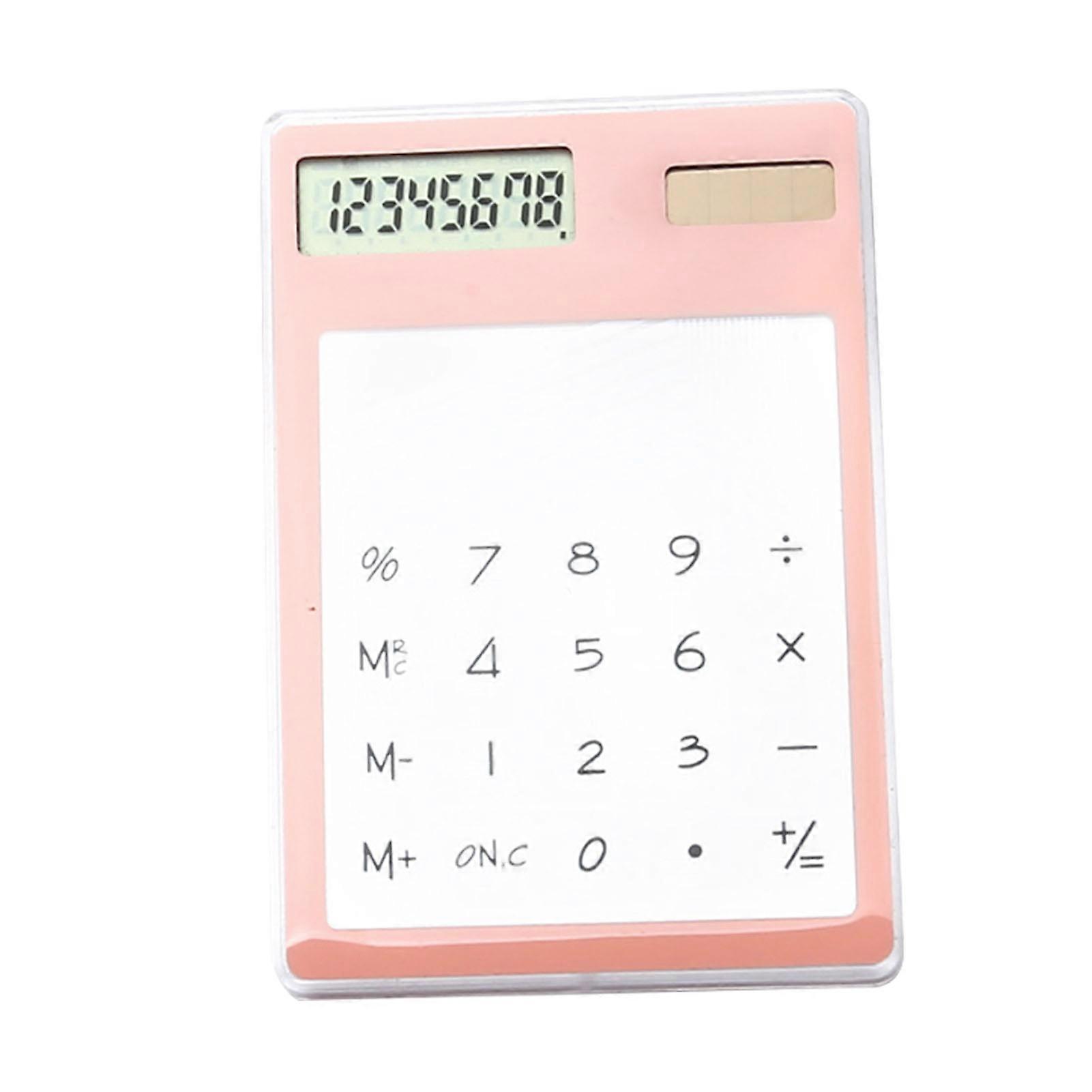 Solar Powered Calculator Touch Screen 8 Digit LCD Display Portable Transparent Calculator for Office School Home