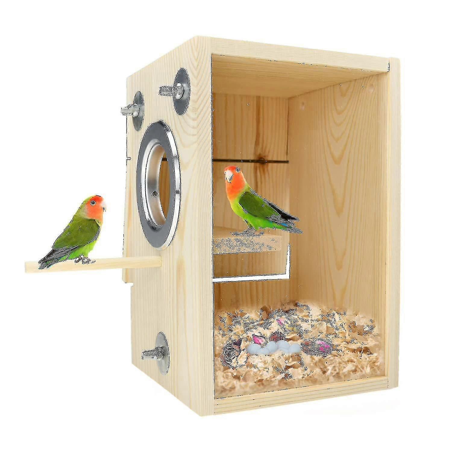 الطيور عش مربع ببغاء تربية عش مربع عش الطيور منزل خشبي الاكريليك شفافة تربية مربع لفينش طيور الحب كوكاتيل الببغاء كونور الببغاء