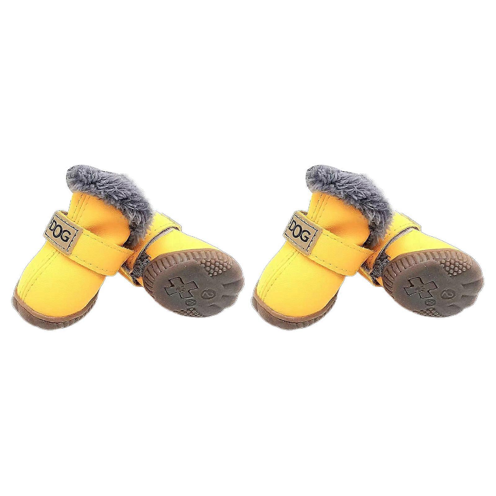 Pet Boot Snow Booties Non-Slip Waterproof Breathable Durable Outdoor Pet Dog Booties Comfortable Protective Puppy  Yellow 5