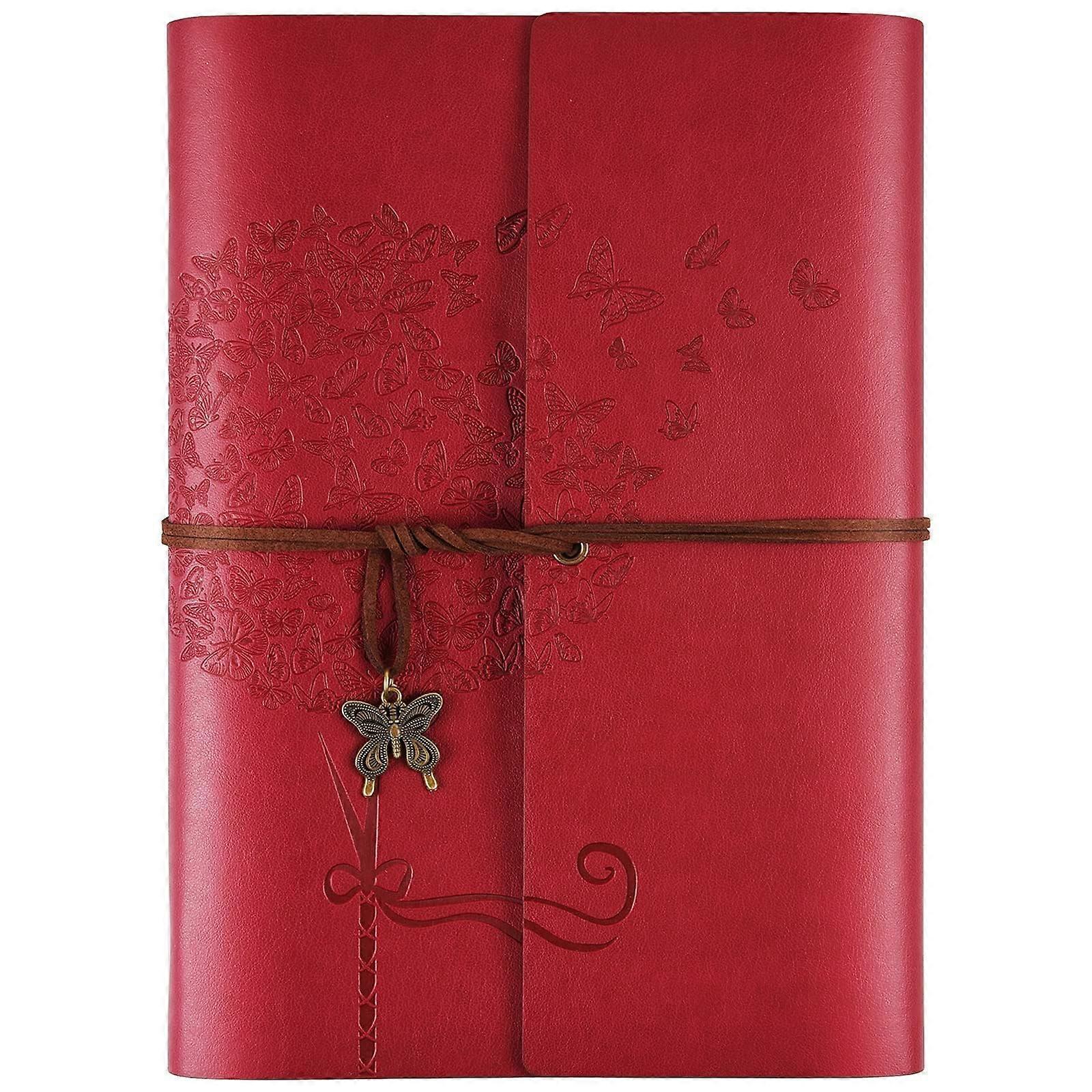Leather Journal A5 Size - Red Cover Notebook for Creative Writing and Note Taking