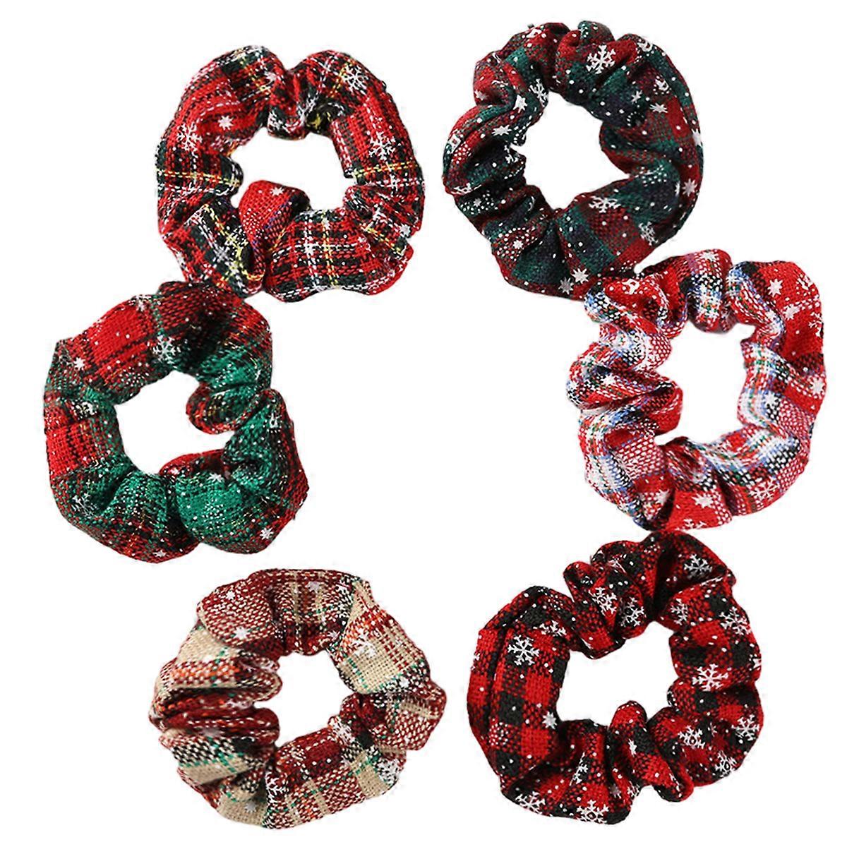 6pcs Elastici di Natale per capelli Scrunchie Holder Coda di cavallo Elastici Elastici per capelli Fasce per capelli Fasce per capelli