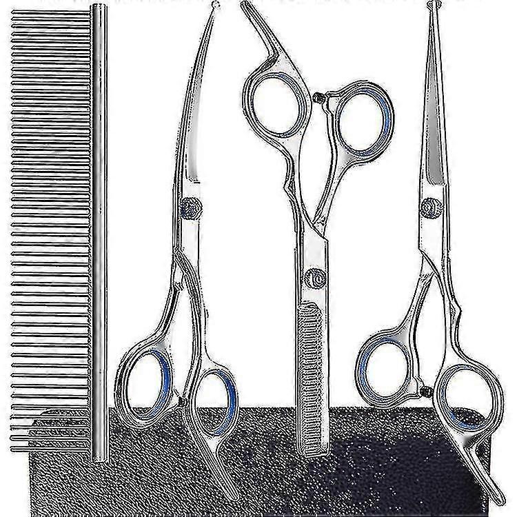 3pcs Dog Grooming Scissors Kit Professional Safety Thinning Shears Comb