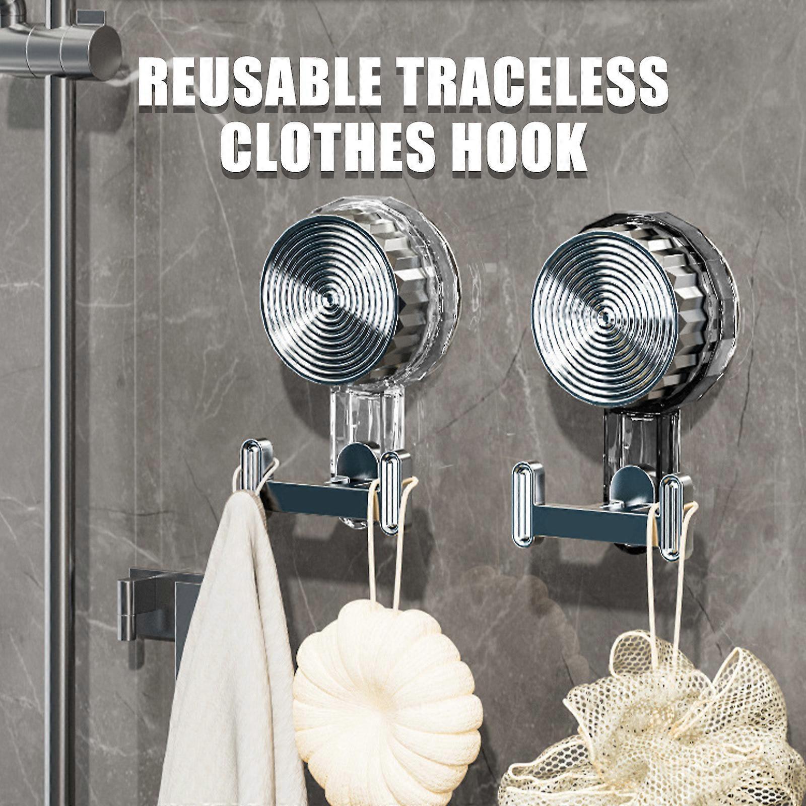 4 Pieces Fashionable Wall Mounted Suction Hook Without Permanent Solution for Renters with Modern Stylish Look Transparent silver
