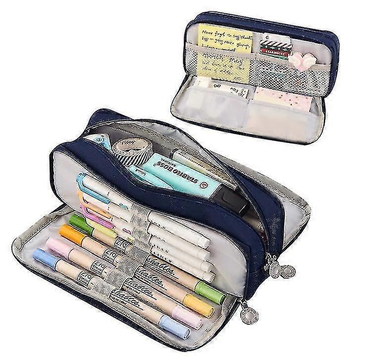3 Compartments Large Pencil Case Big Capacity Pencil Bag
